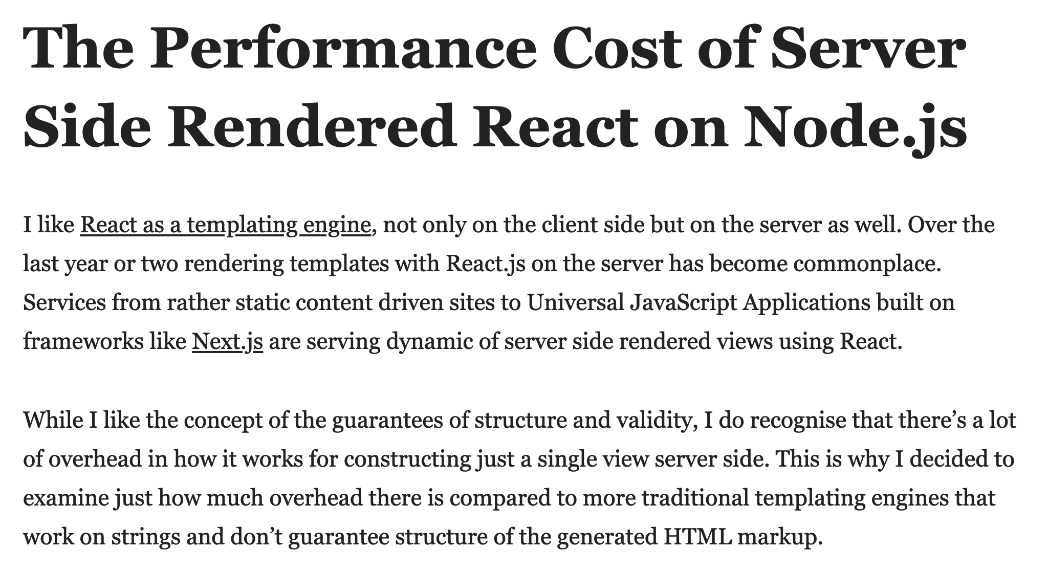 The Performance Cost of React