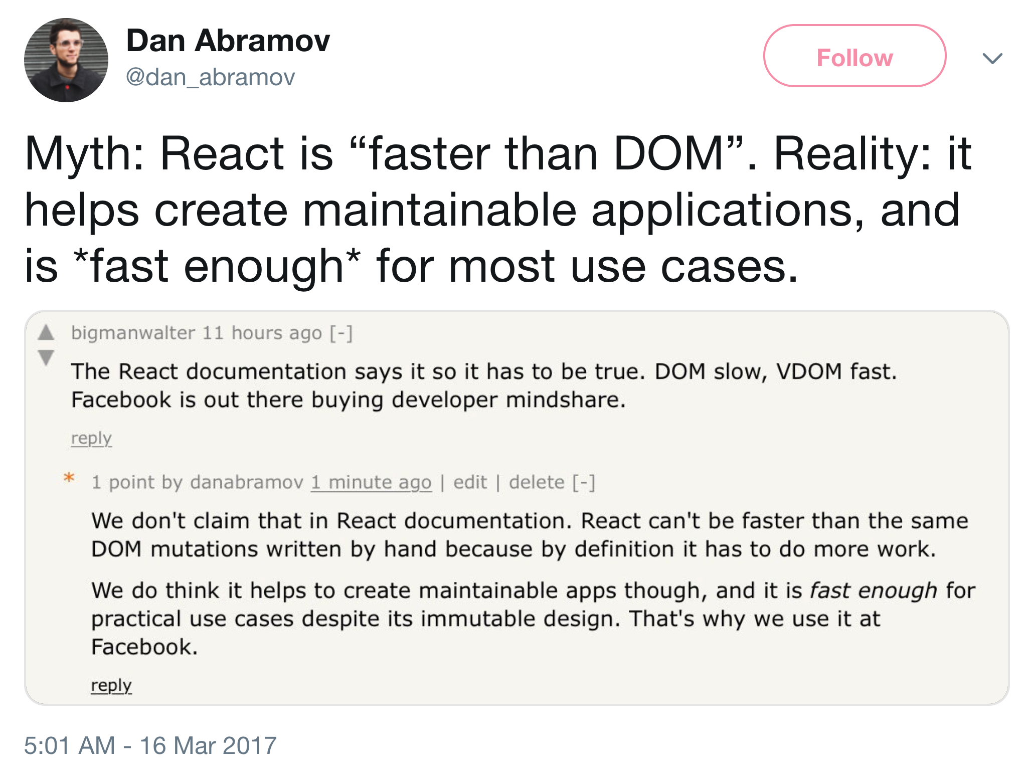 React faster than DOM