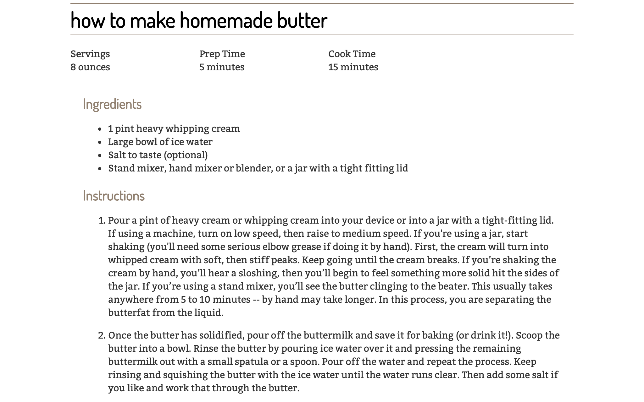 Butter Recipe