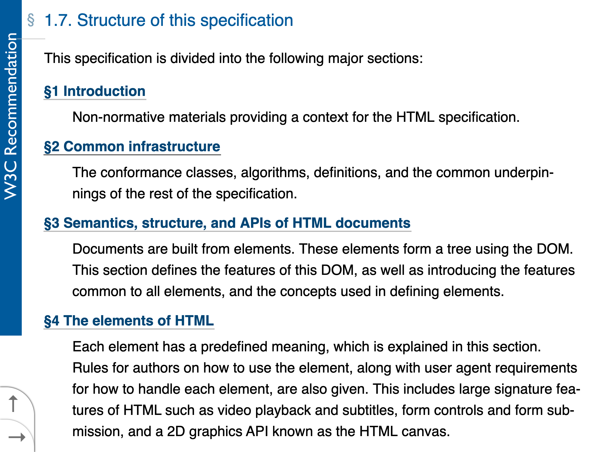 HTML Spec - TOC