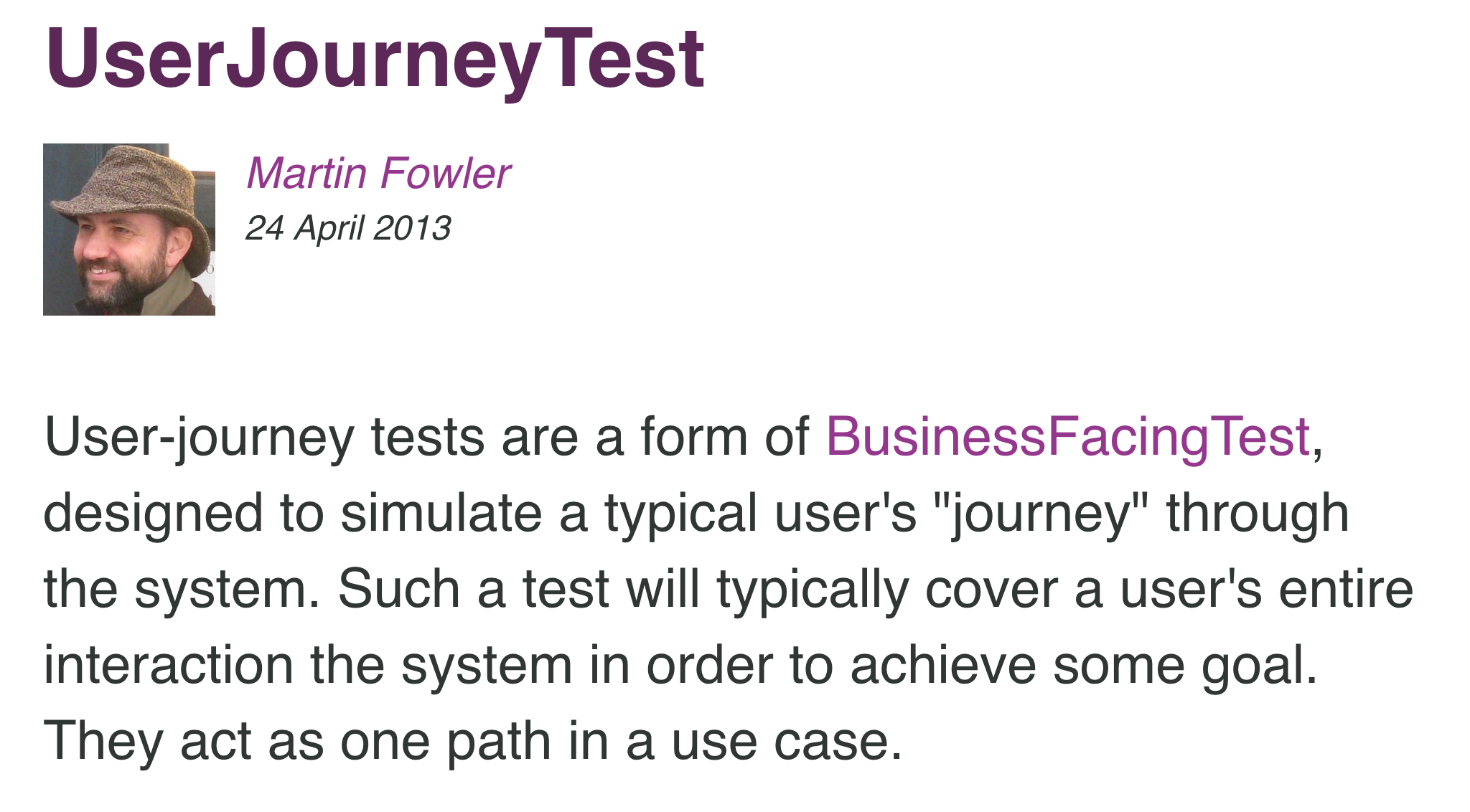 User Journey Test