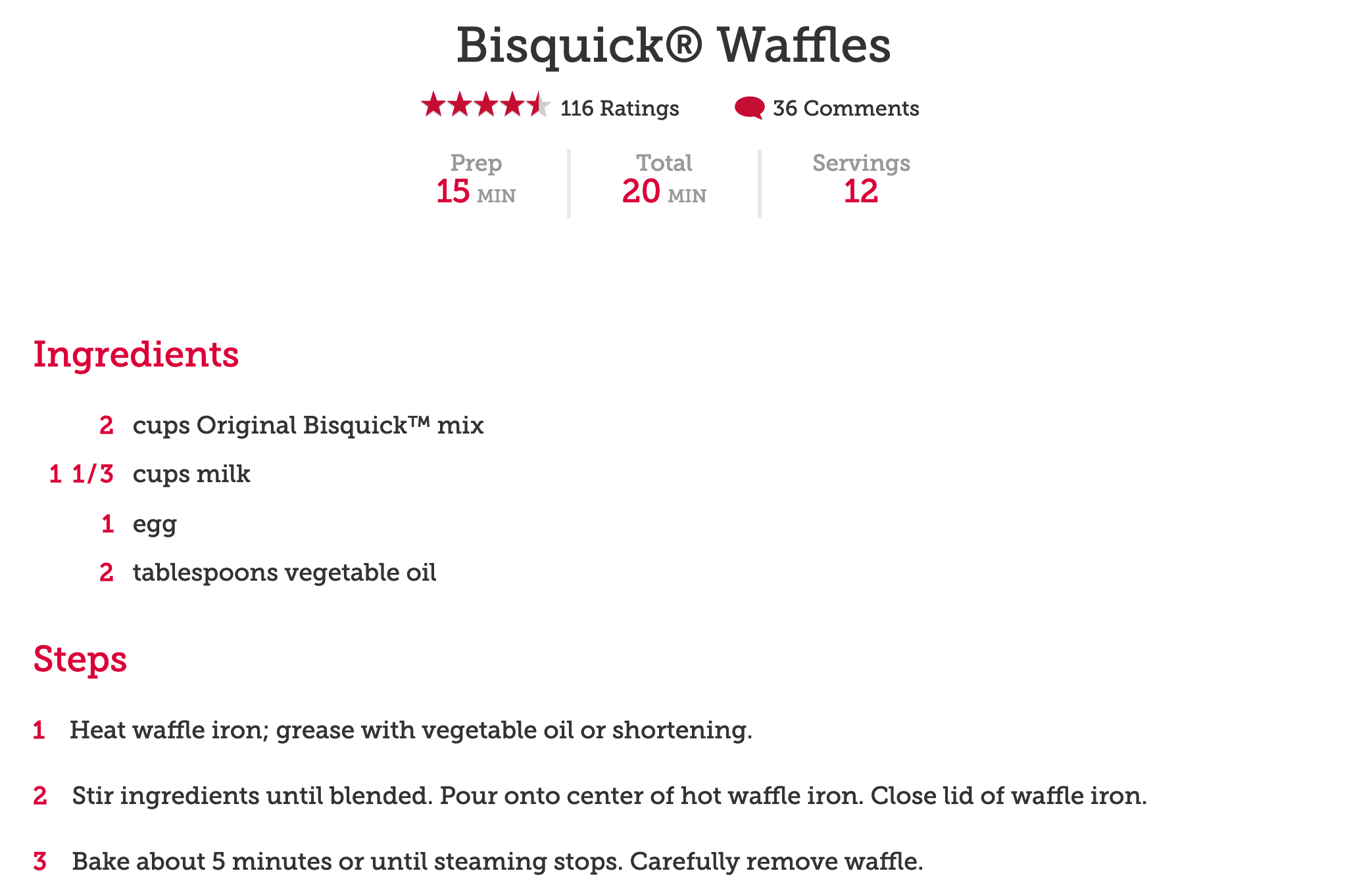 Bisquick Waffle Recipe