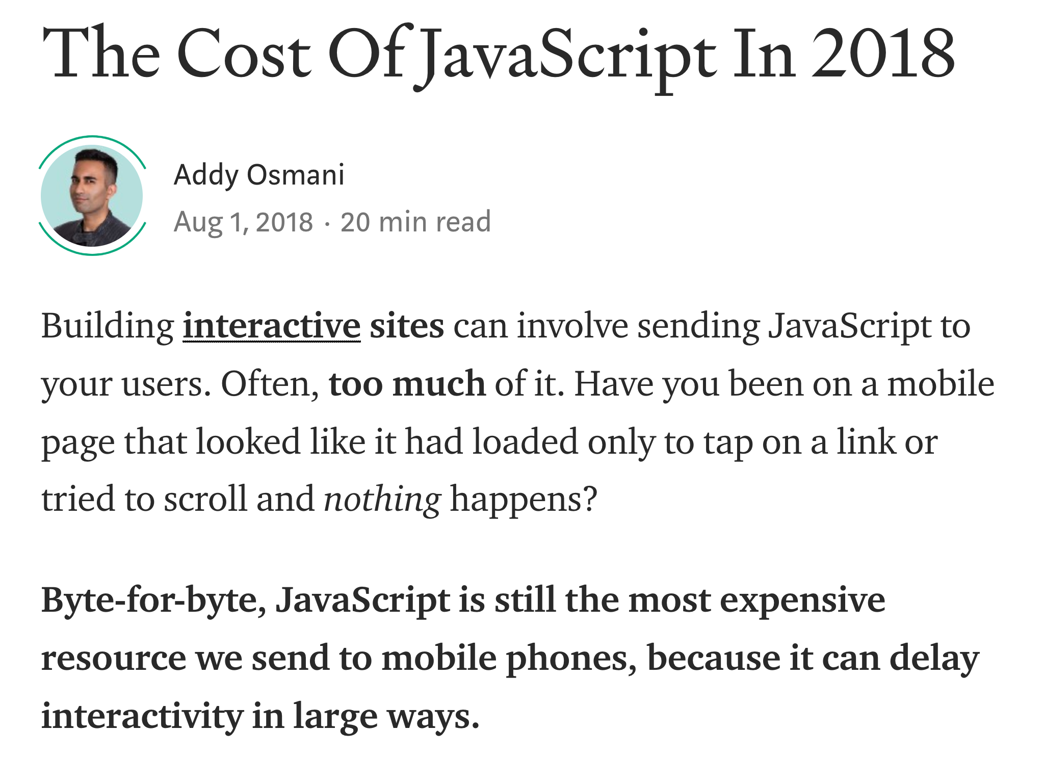 The Cost of JavaScript